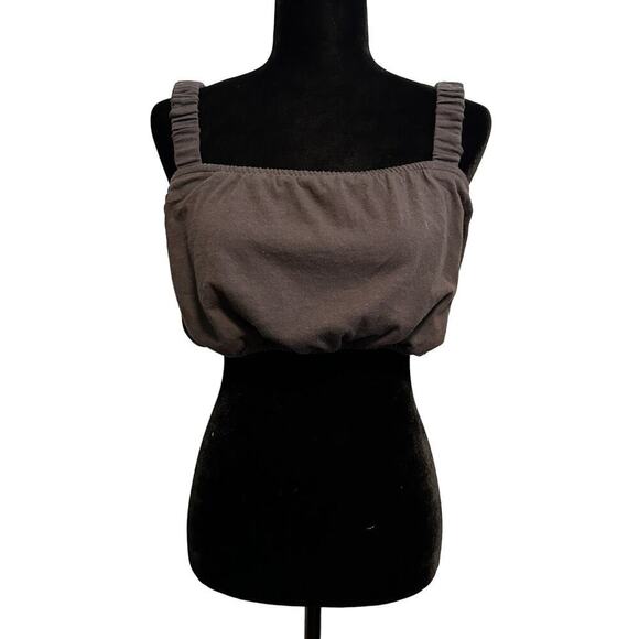 Madewell Organic Cotton Cropped Deep Coal Tank Top NWT Size L Style NF430 - Picture 1 of 10